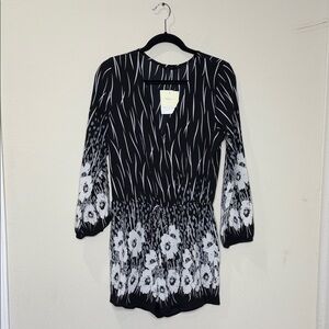 Fraiche By J. Black and White Floral Romper Short